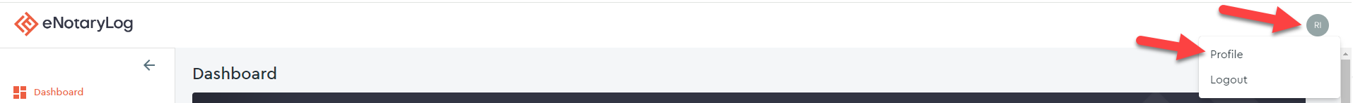 Profile Icon on eNotaryLog Dashboard